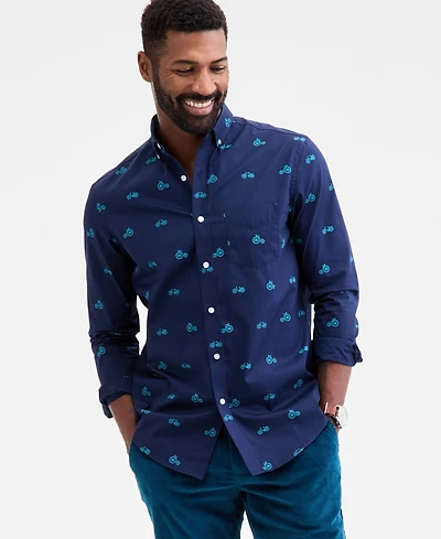 Club Room Long Sleeve Bicycle Print Button-Down Shirt, Macy's Exclusive
