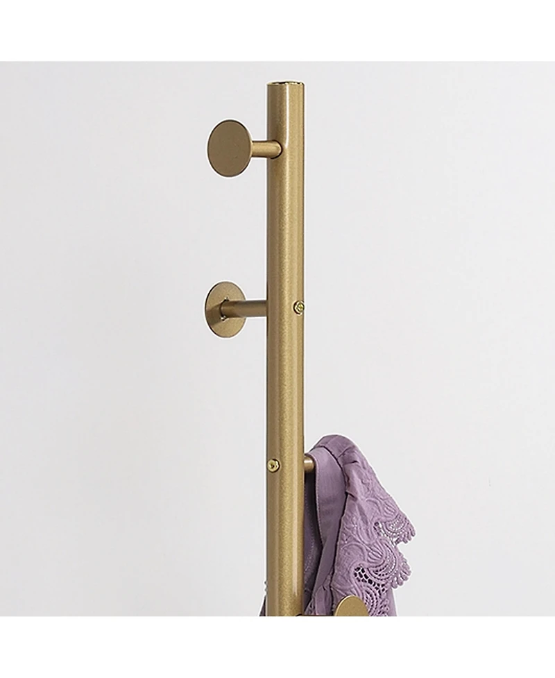 Kings Brand Furniture Freestanding Metal Hall Tree Coat Rack Stand with Umbrella Holder for Entryway Hanging Clothes, Hats, Bags (Gold)