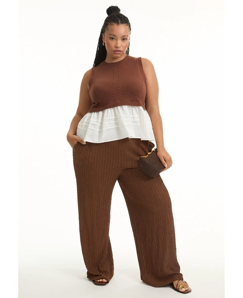 June + Vie Women's Sleeveless Peplum Sweater