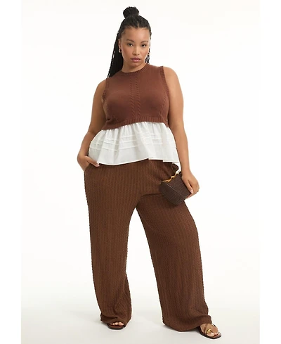 June + Vie Women's Sleeveless Peplum Sweater