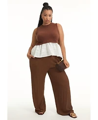 June + Vie Women's Sleeveless Peplum Sweater