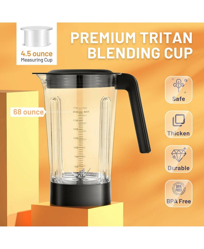 1500W Countertop Blender with 5 Speeds, 5 Presets, and 68oz Tritan Jar