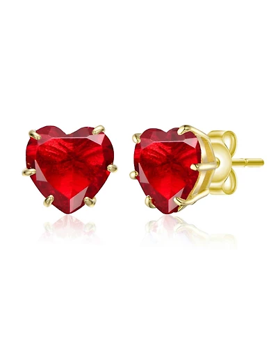 Rachel Glauber Heart-Shaped Colored Cubic Zirconia Stud Earrings