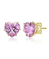 Rachel Glauber Heart-Shaped Colored Cubic Zirconia Stud Earrings