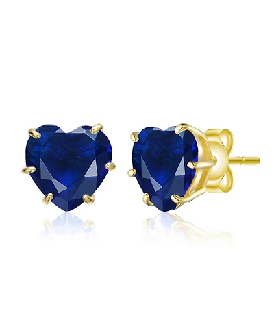 Rachel Glauber Heart-Shaped Colored Cubic Zirconia Stud Earrings
