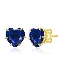 Rachel Glauber Heart-Shaped Colored Cubic Zirconia Stud Earrings