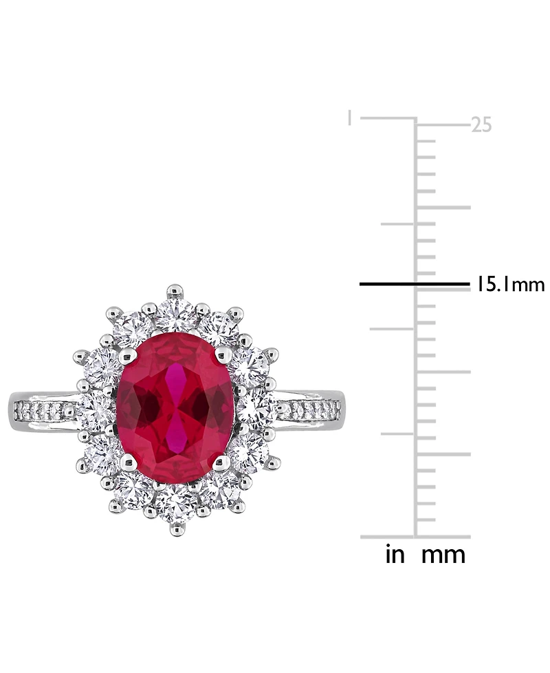 Gemstone & Diamond Accent Halo Ring Sterling Silver