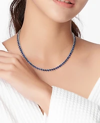 Lab-Created Gemstone 18" Collar Necklace in 18k Gold Plated Over Sterling Silver