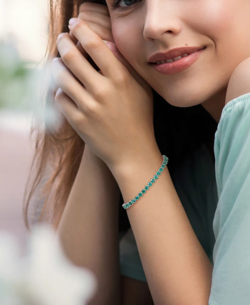 Lab Created Emerald Flex Bracelet (9-3/8 ct. t.w.) in Sterling Silver