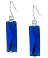 Color Crystal Rectangle Drop Earrings Sterling Silver