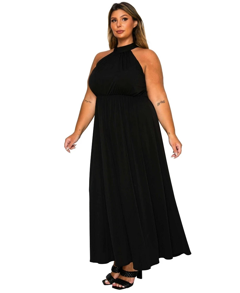 L I V D Women's Plus Cassia Halter Neck Dress