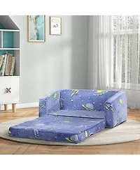 Cesicia 2 in 1 Kids Sofa Chair, Toddler Couch with Glow in The Dark Cosmic Patten, Washable Cover