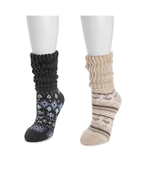 Muk Luks Women's Slouch Heat Retainer Sock 2 Pair Pack