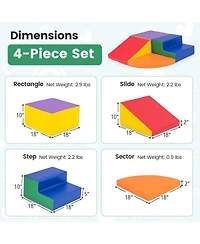Akiudex 4-Piece Climb and Crawl Foam Block Play Set for Infant Baby