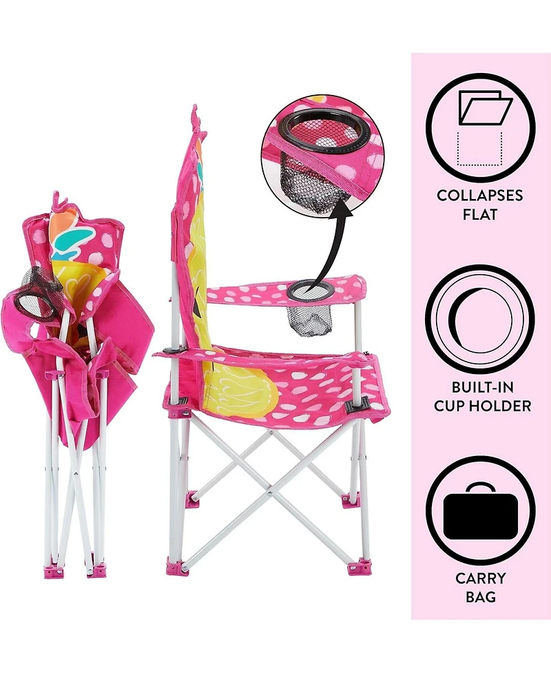 Cesicia Figural Pineapple Folding Kids Indoor Outdoor Beach Camp Chair with Portable Carry Case, Ages 6+