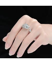 Rachel Glauber Panther Head with Green & Clear Cubic Zirconia Open Band Ring