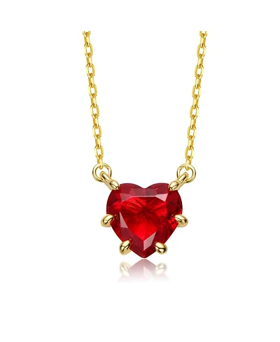 Rachel Glauber Heart-Shaped Colored Cubic Zirconia Solitaire Necklace