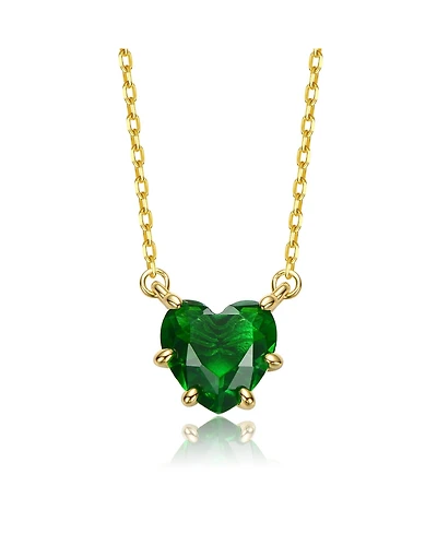 Rachel Glauber Heart-Shaped Colored Cubic Zirconia Solitaire Necklace