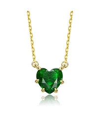 Rachel Glauber Heart-Shaped Colored Cubic Zirconia Solitaire Necklace