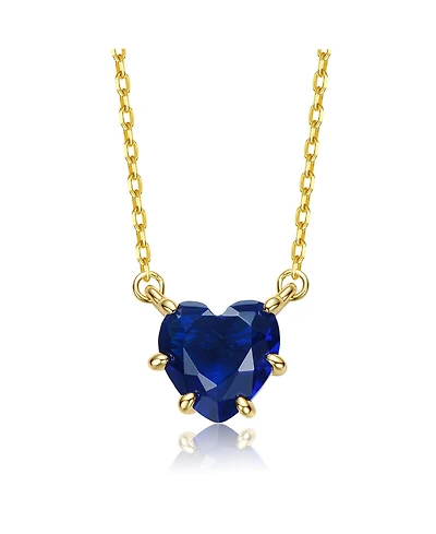Rachel Glauber Heart-Shaped Colored Cubic Zirconia Solitaire Necklace