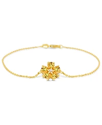 Multi Gemstone with Diamond Accent Flower Statement Bracelet 14K Gold-Plated Sterling Silver
