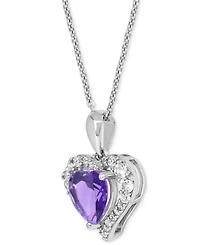 Lab Grown Ruby 1-7/8 ct. t.w. Lab-created White Sapphire 5/8 Heart Pendant Sterling Silver