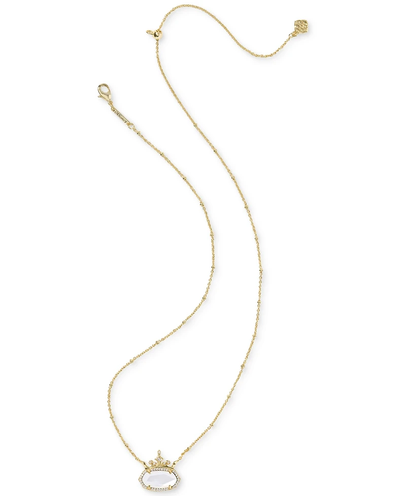 Kendra Scott Disney Elisa Princess Light Pink Iridescent Abalone Pendant Necklace 14K Gold Over Brass