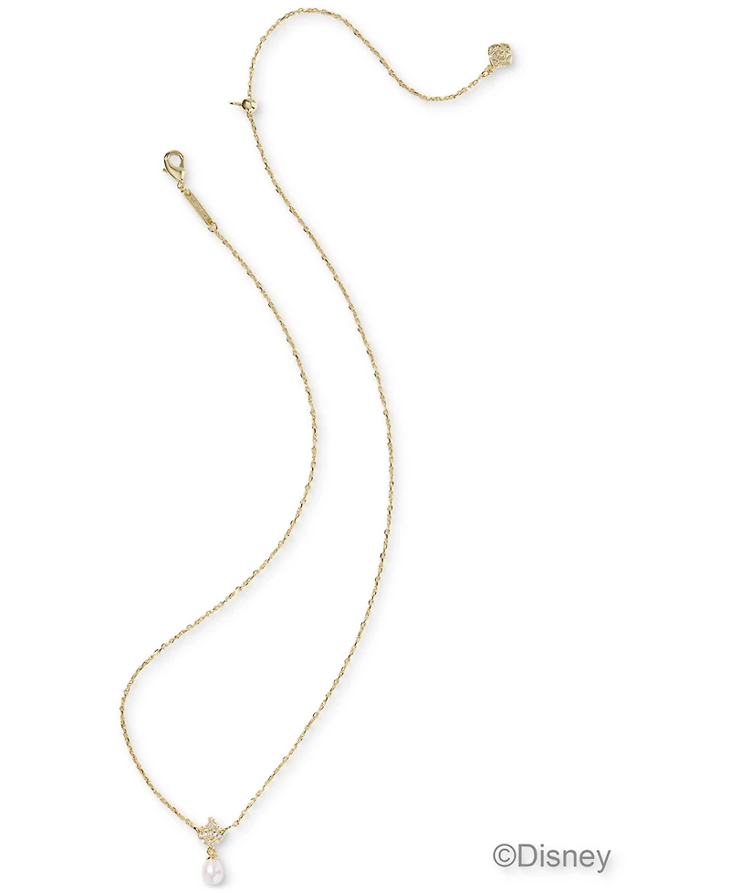 Kendra Scott Disney Princess White Mix Crown Pendant Necklace 14K Gold Over Brass