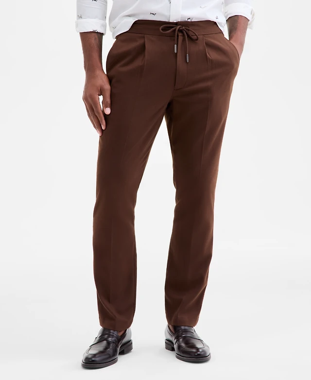 Shop Club Room Men's Checked Plaid Pull-On Drawstring Trousers