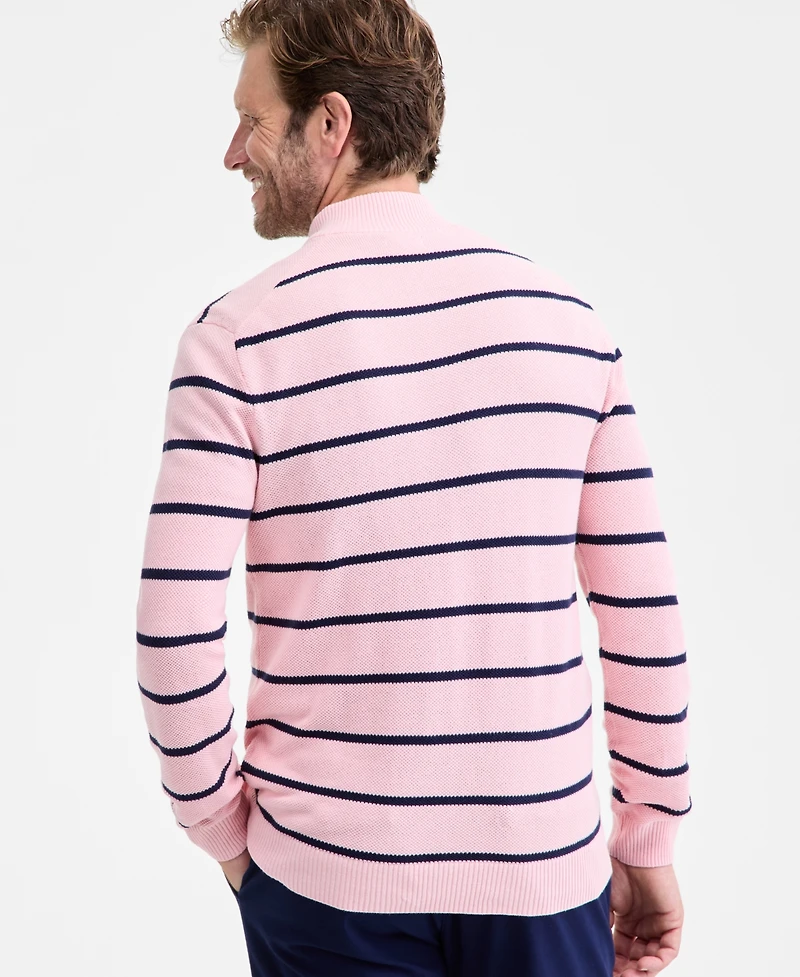 Club Room Men's Striped Cotton Pique Half-Zip Sweater, Macy's Exclusive