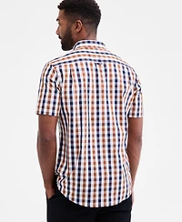 Club Room Men's Regular-Fit Stretch Gingham Check Button-Down Poplin Shirt, Macy's Exclusive