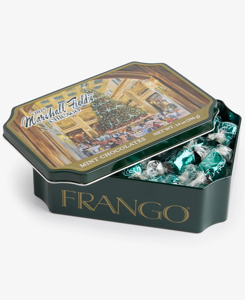 Frango Chocolates Marshall Field's Holiday Walnut Room Tin Milk Mint Chocolates, 14 Oz