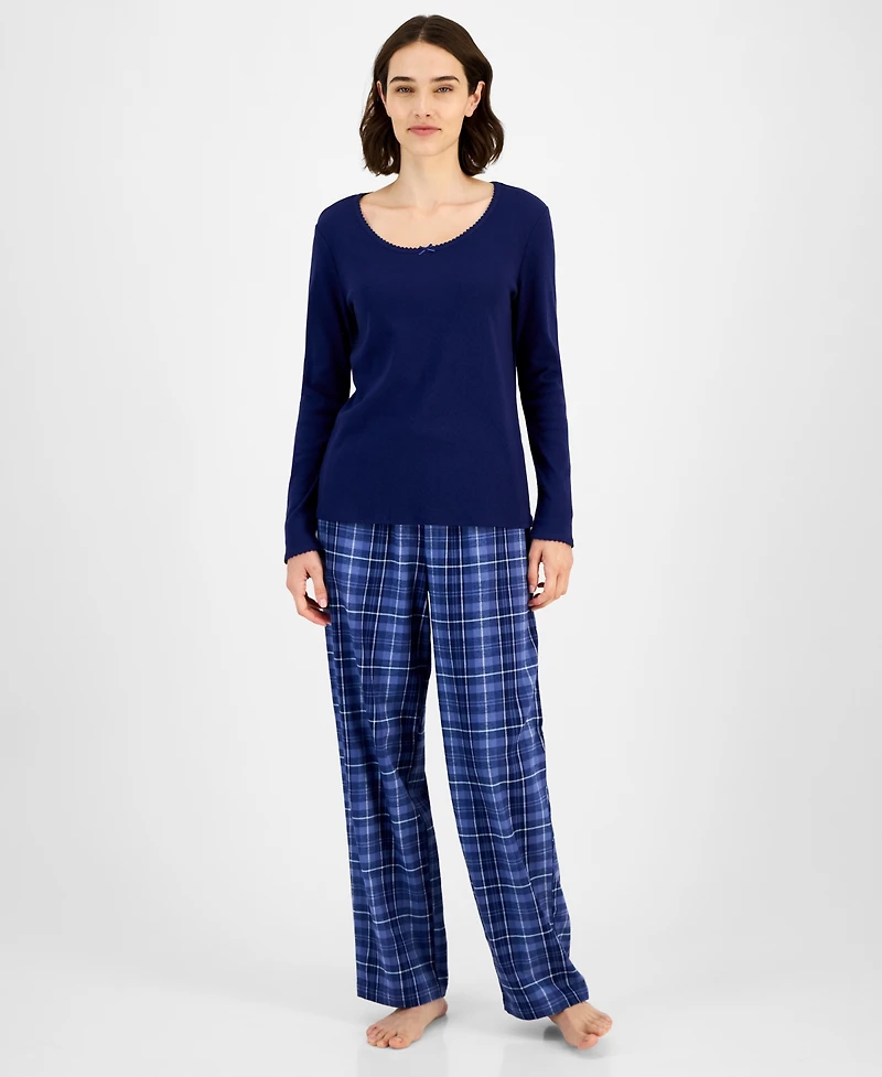 Charter Club Women's Long Sleeve Pointelle Tee
