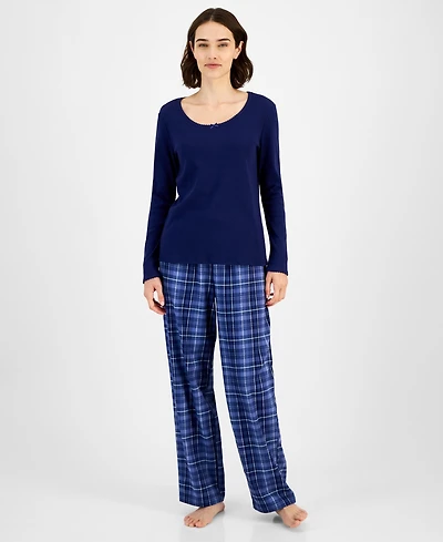 Charter Club Women's Long Sleeve Pointelle Tee