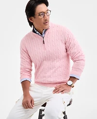 Club Room Men's Cable Knit Quarter-Zip Cotton Sweater, Created for Macy's