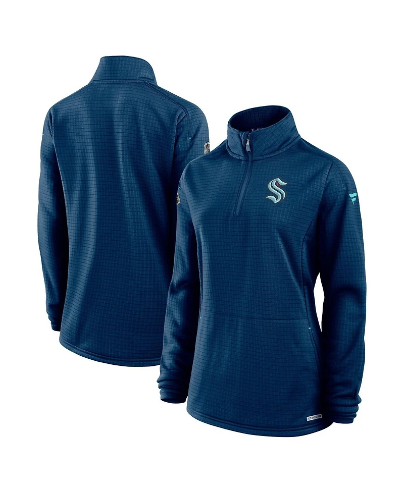 Fanatics Women's Deep Sea Blue Seattle Kraken Authentic Pro Rink Lightweight Quarter-Zip Pullover Sweatshirt