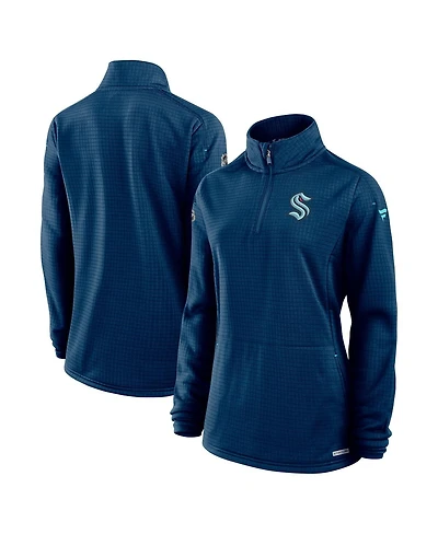 Fanatics Women's Deep Sea Blue Seattle Kraken Authentic Pro Rink Lightweight Quarter-Zip Pullover Sweatshirt