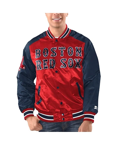 Starter Men's Red/Navy Boston Red Sox Varsity Satin Full-Snap Jacket