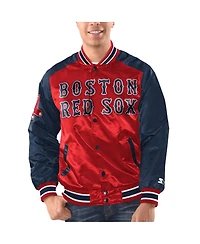 Starter Men's Red/Navy Boston Red Sox Varsity Satin Full-Snap Jacket