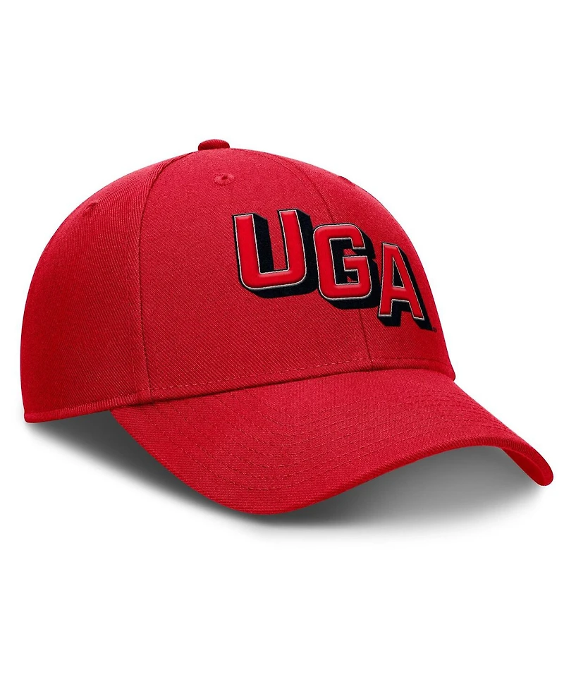 Nike Men's Red Georgia Bulldogs Slanted Primetime Rise Performance Adjustable Hat
