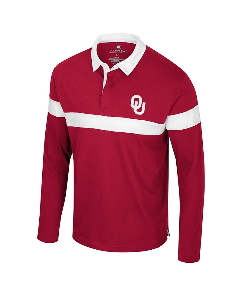 Colosseum Men's Crimson Oklahoma Sooners Too Cool For School Long Sleeve Polo Shirt