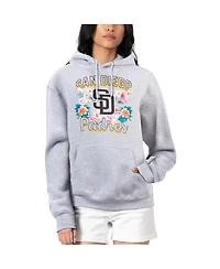 G-iii 4Her by Carl Banks Women's Heather Gray San Diego Padres Flowers Graphic Pullover Hoodie