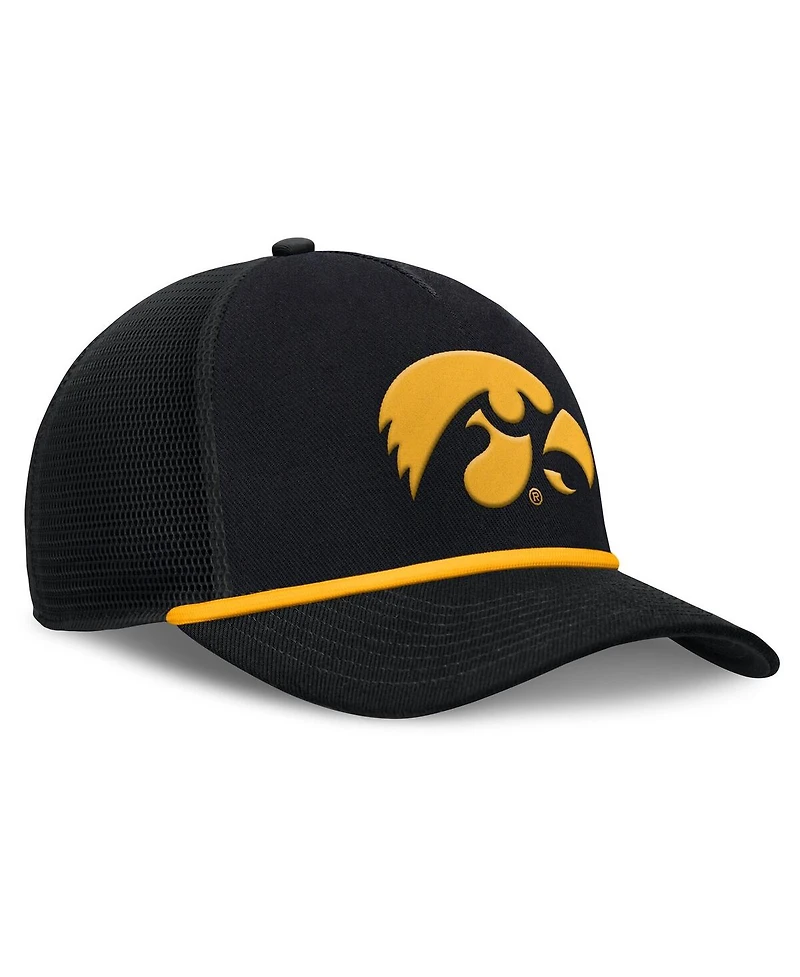 Nike Men's Black Iowa Hawkeyes Rise Primetime Trucker Adjustable Hat