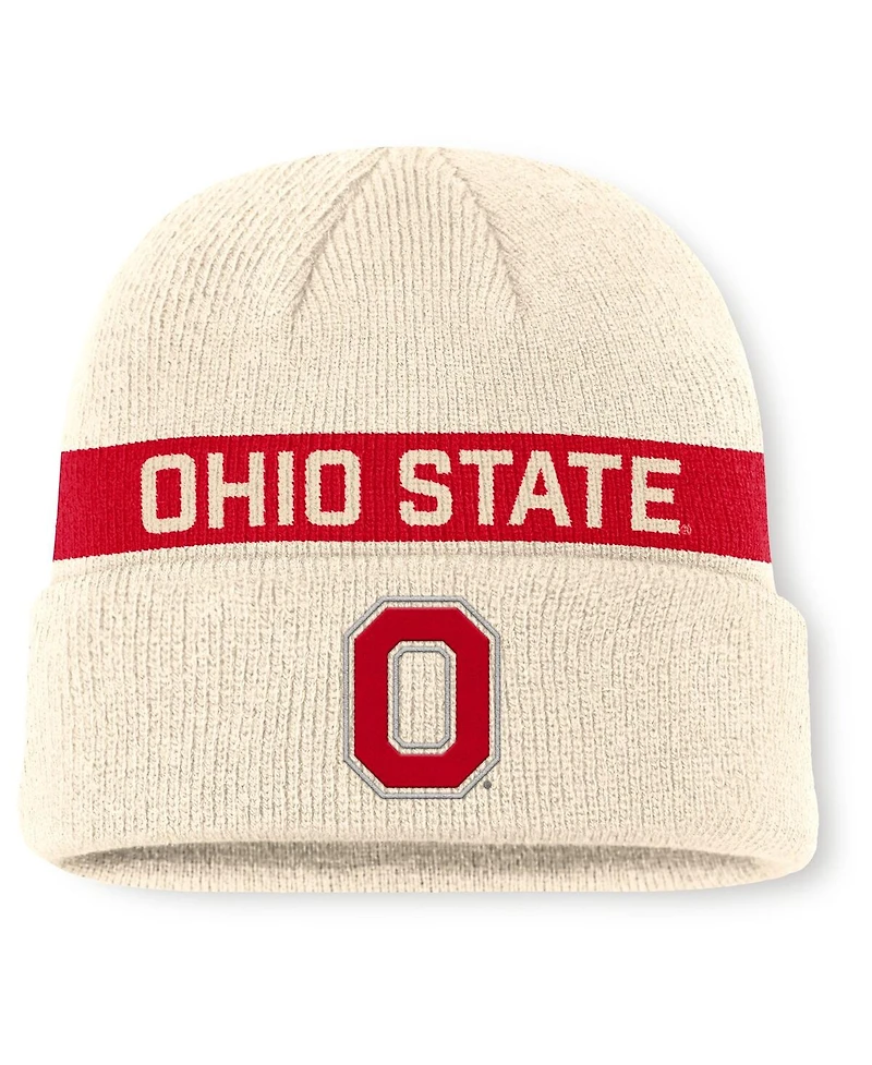 Nike Men's Natural Ohio State Buckeyes Peak Primetime Utility Cuffed Knit Hat