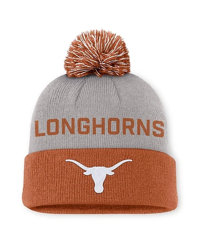 Nike Men's Gray/Burnt Orange Texas Longhorns Primetime Peak Cuffed Knit Pom with Hat