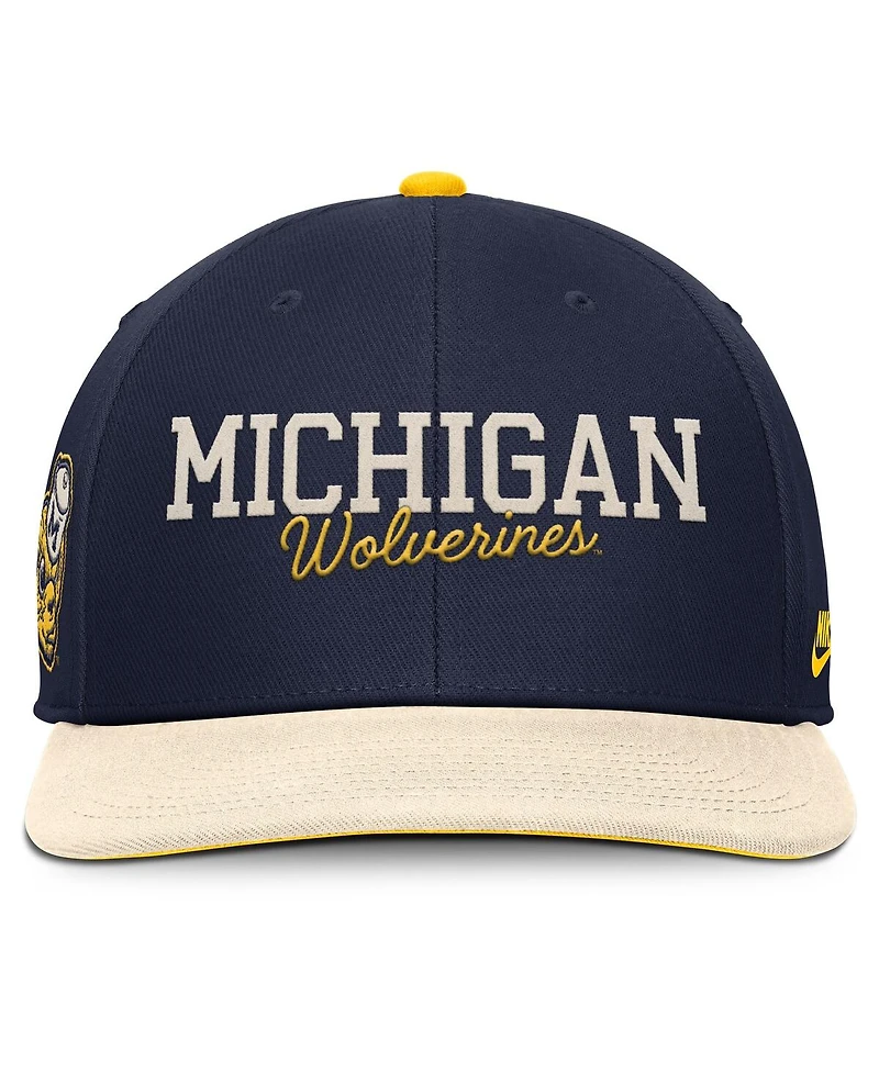 Nike Men's Navy/Cream Michigan Wolverines Pro Legacy Script Snapback Hat