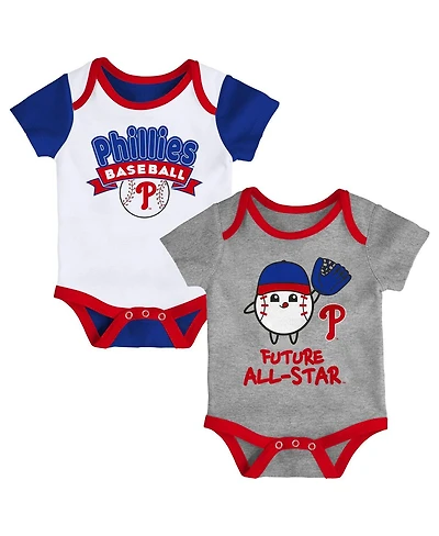 Outerstuff Newborn 2-Pack Philadelphia Phillies Triple Hit Bodysuit Set