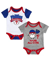 Outerstuff Newborn 2-Pack Philadelphia Phillies Triple Hit Bodysuit Set