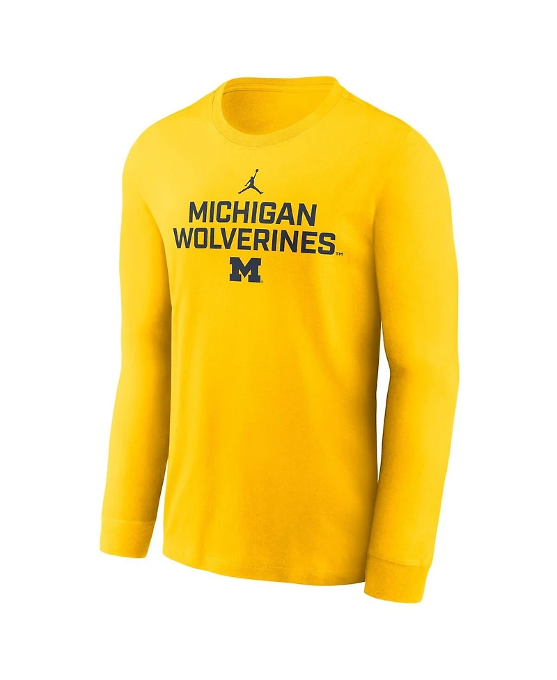 Jordan Men's Maize Michigan Wolverines 2025 Sideline Performance Long Sleeve T-Shirt