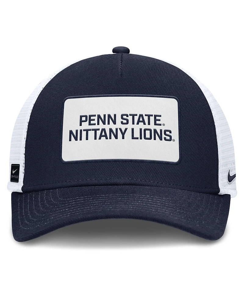Nike Men's Navy/White Penn State Nittany Lions 2025 On-Field Rise Patch Trucker Adjustable Hat